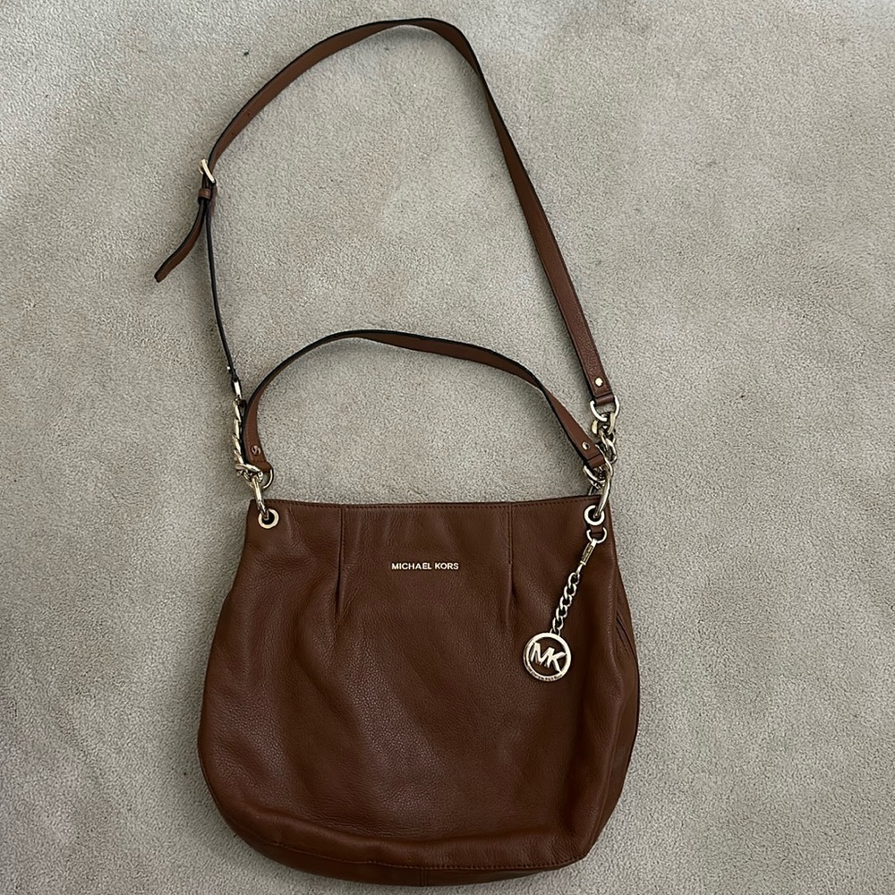 Michael Kors Bedford Luggage Brown Leather Large Convertible Shoulder Bag